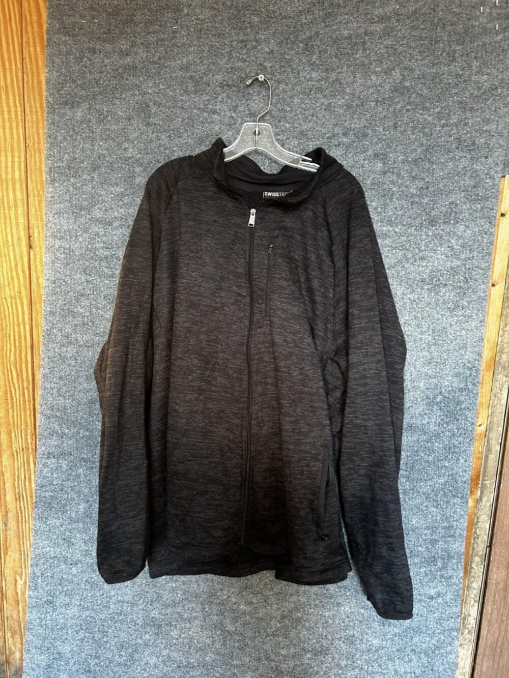 SwissTech Jacket Mens Large Black Full Zip Fleece Lined Lightweight Outdoor